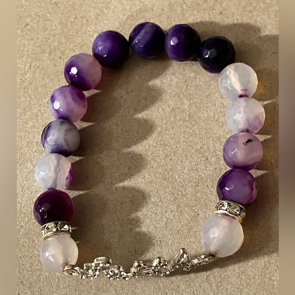 Shades of Amethyst Beaded Faith Bracelet